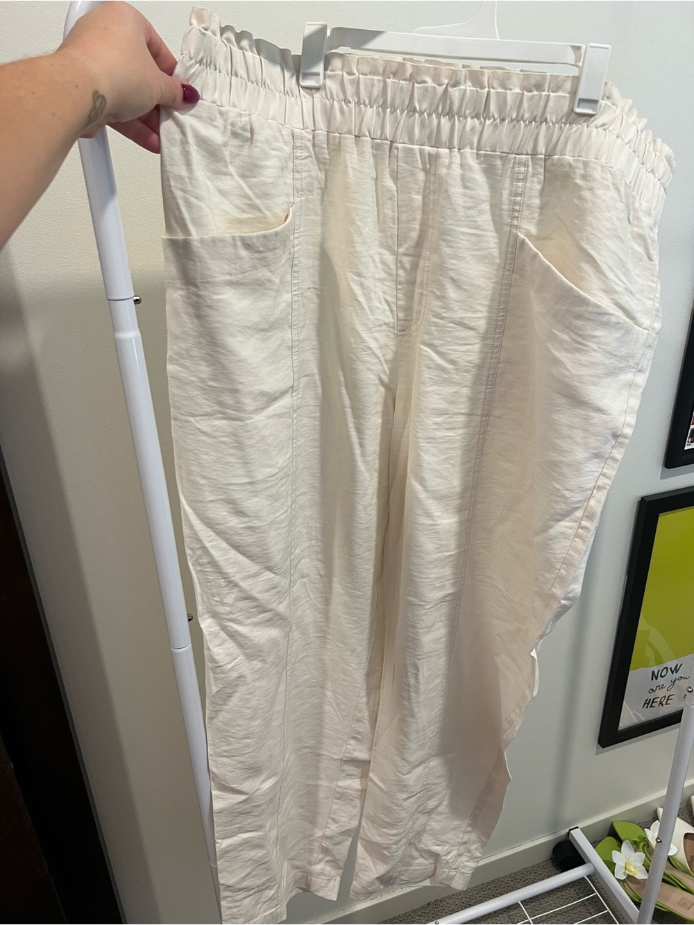 a new day Cream Elastic-Waist Relaxed Drawstring Pants